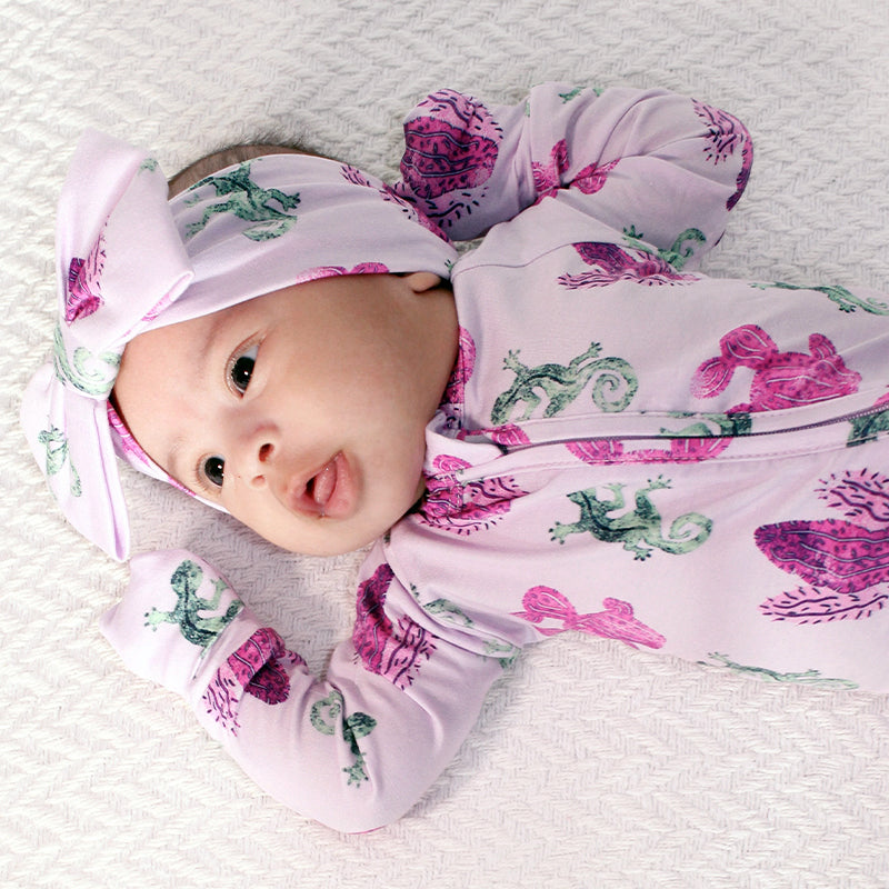 Cactus & Lizard Print Bow | Lilac Purple