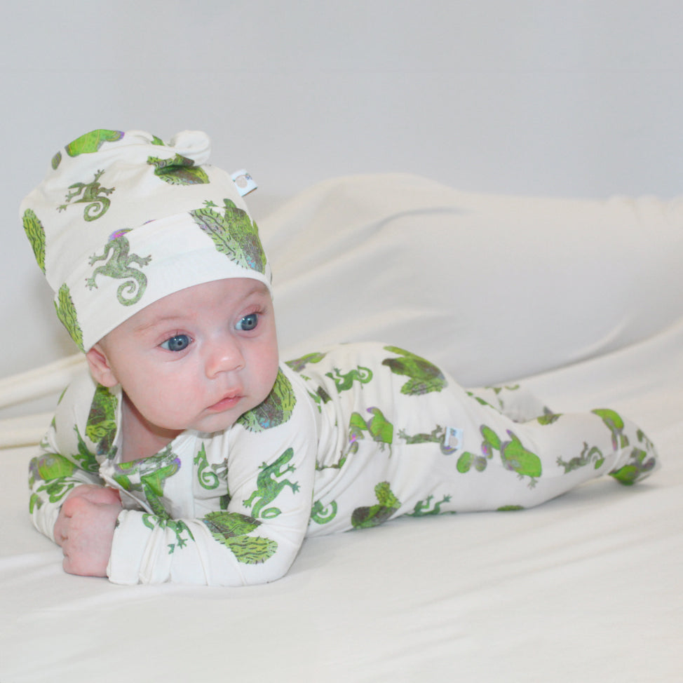 Cactus & Lizard Print Convertible Onesie | Cream Yellow