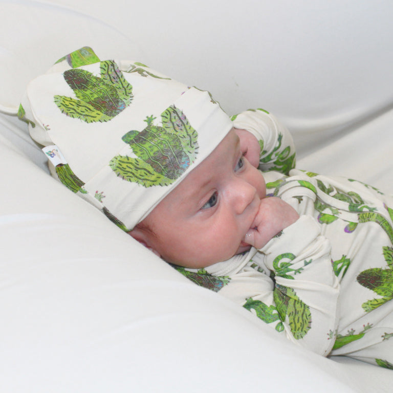 Cactus & Lizard Print Beanie | Cream Yellow
