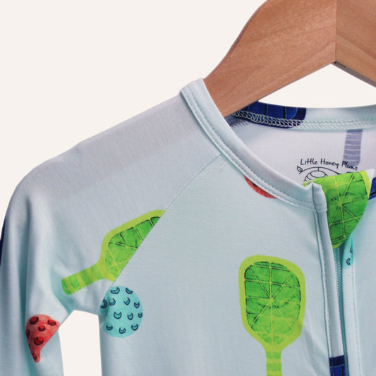 Pickleball Print Convertible Onesie | Cloud Blue