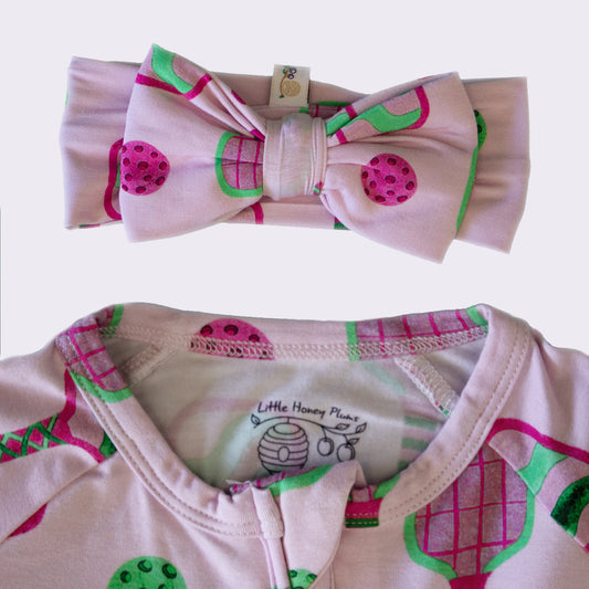 Pickleball Print Bow | Berry Pink