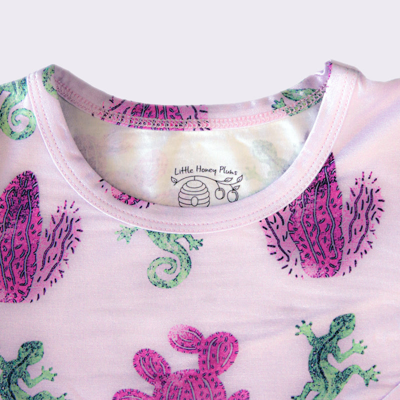 Cactus & Lizard Print Two Piece Set | Lilac Purple
