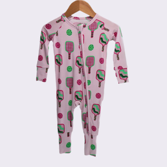 Pickleball Print Convertible Onesie | Berry Pink