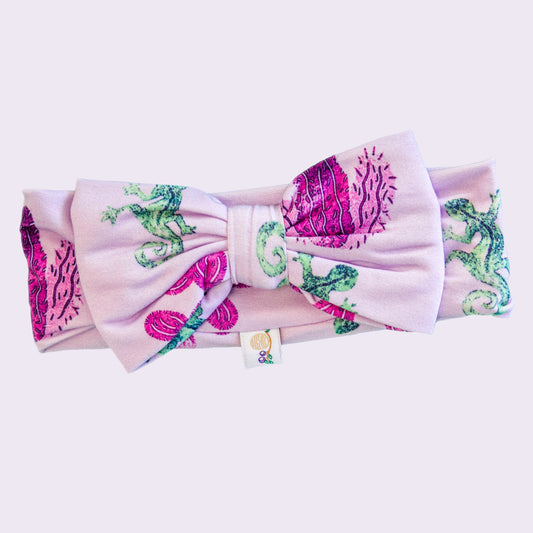 Cactus & Lizard Print Bow | Lilac Purple