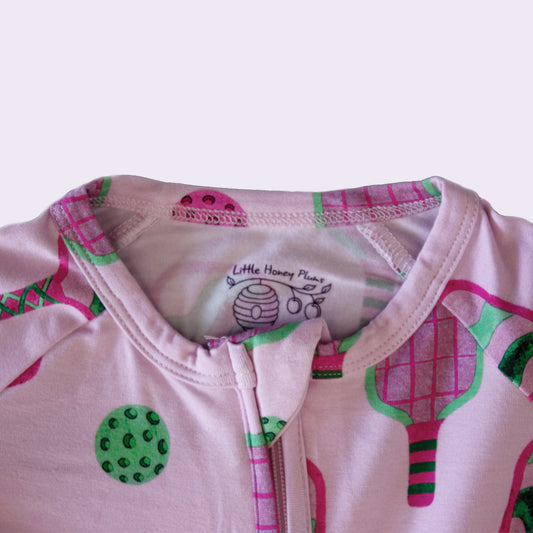 Pickleball Print Convertible Onesie | Berry Pink