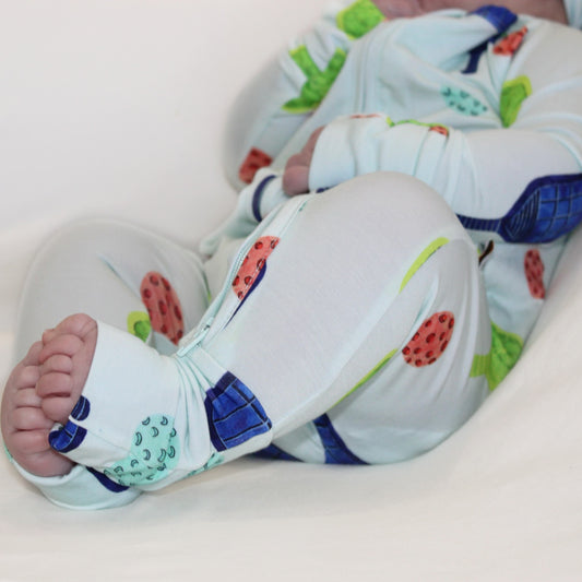 Pickleball Print Convertible Onesie | Cloud Blue